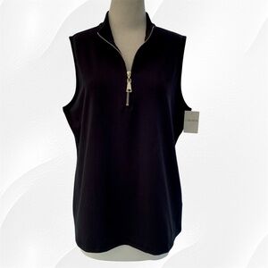Carmen Marc Vavlo Black 1/4 Zip Cotton Blend Stretch Vest
 ~ Women’s XL